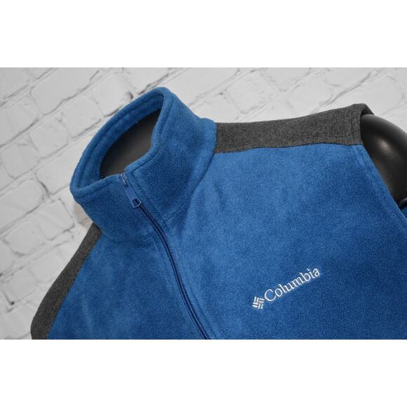 Columbia Fleece Jacket Vest Mens Size XL Camping Hiking Blue Polyester Full Zip - Picture 3 of 7